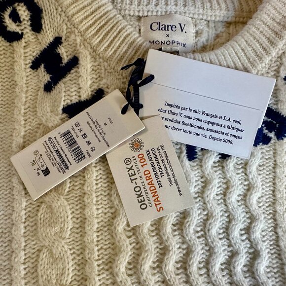 Clare V CHARMANT FISHERMAN'S SWEATER Size M NWT - Picture 6 of 6